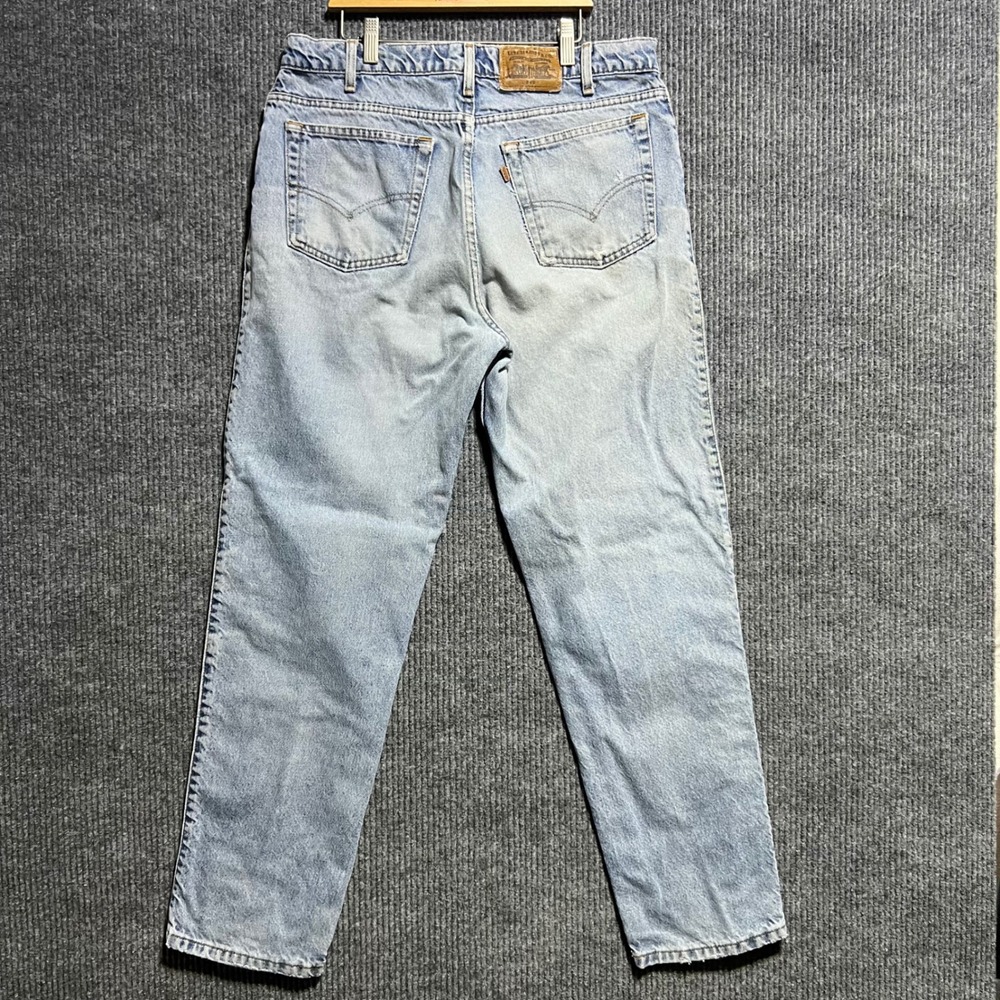 Vintage Levis 540 Relaxed Fit Mens 36x32 Blue Distressed Denim Jeans Brown Tab